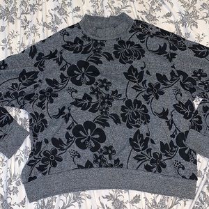 Alfred Dunner Grey and black floral sweater